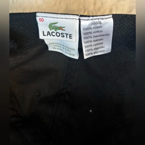 Lacoste Black Med Alligator Embroidered Logo w/ Adjustable Strap Hat Cap Unisex - Picture 4 of 5
